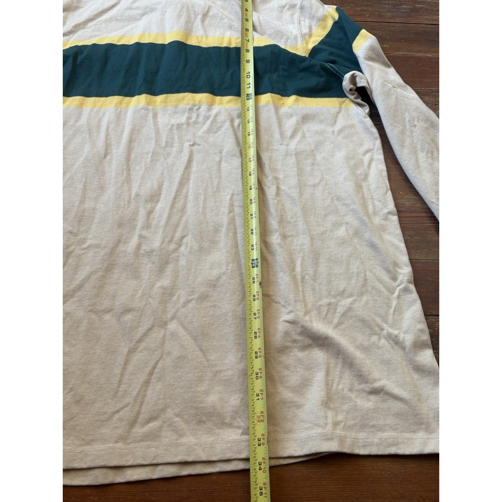 Lands End Rugby Shirt 2XL Tall 50-52 Cotton Beige Green Yellow Heavy Long Sleeve - Picture 9 of 9